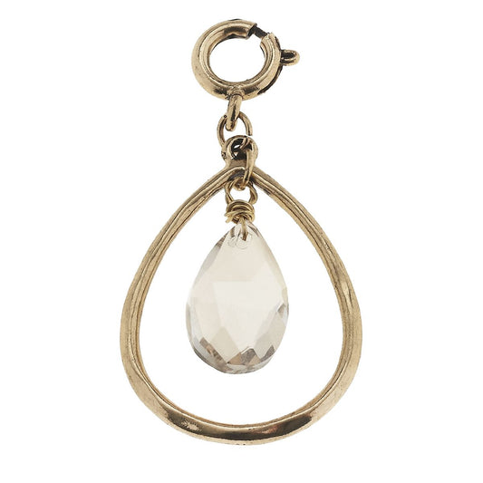 Antique Gold Teardrop with Platinum Teardrop Glass Charm