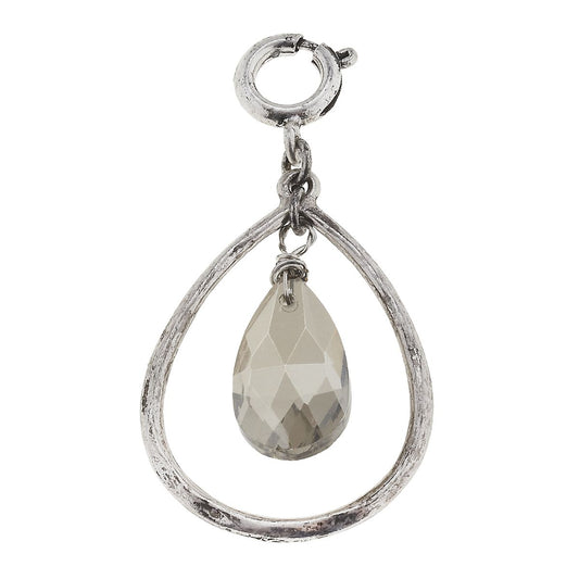 Antique Silver Teardrop with Black Diamond Teardrop Glass Charm
