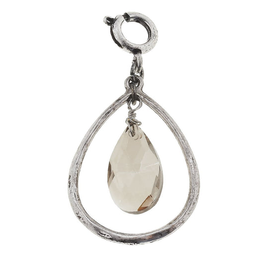 Antique Silver Teardrop with Teardrop Glass Charm