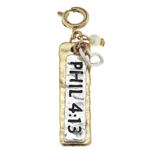 2-Tone Phil 4:13 Scripture Phrase Charm