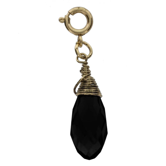 Antique Gold And Jet Black Birthstone Wire Wrapped Charm