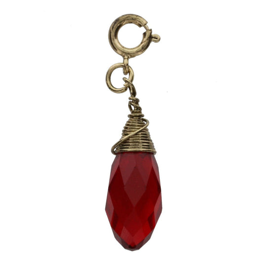 Antique Gold And Ruby Birthstone Wire Wrapped Charm