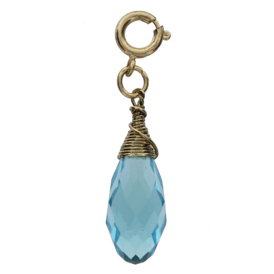 Antique Gold And Aqua Birthstone Wire Wrapped Charm