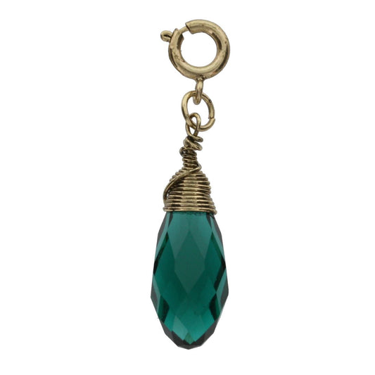 Antique Gold And Emerald Birthstone Wire Wrapped Charm
