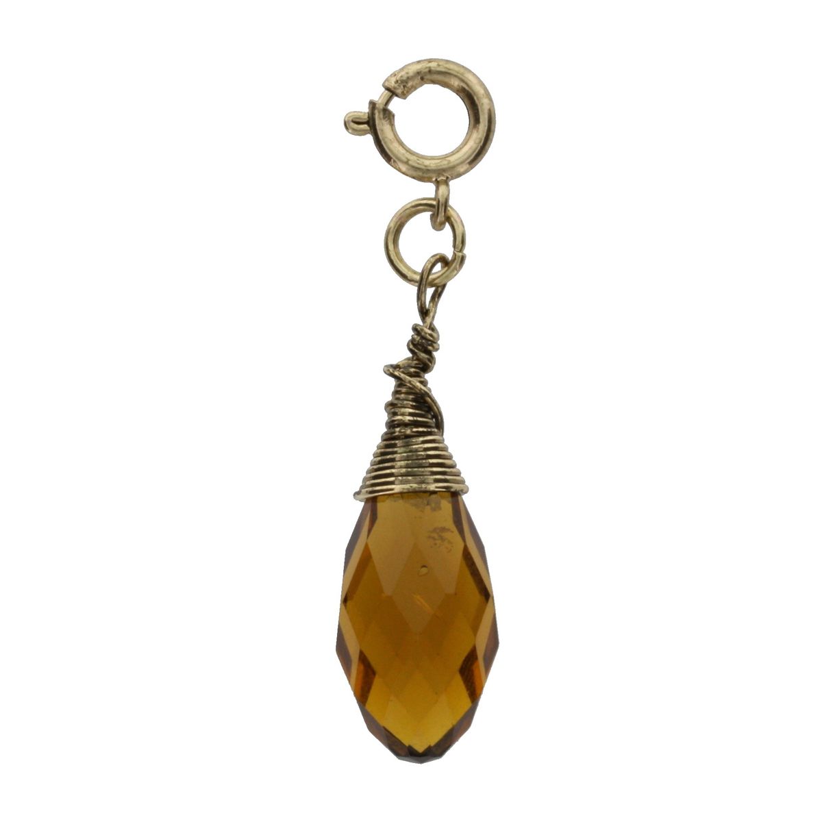 Antique Gold And Topaz Birthstone Wire Wrapped Charm