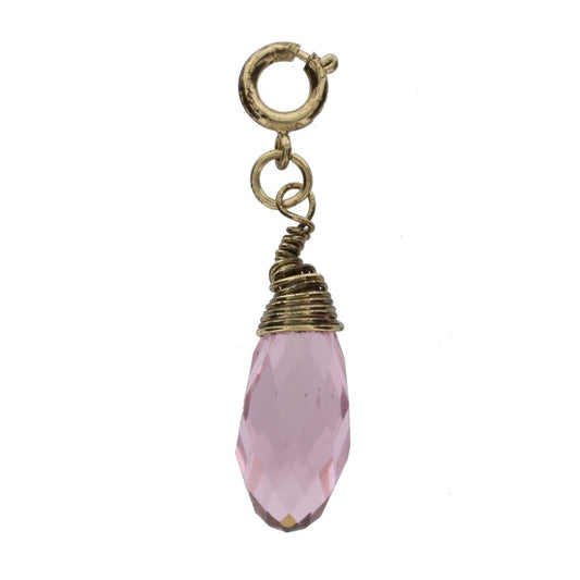 Antique Gold And Rose Birthstone Wire Wrapped Charm
