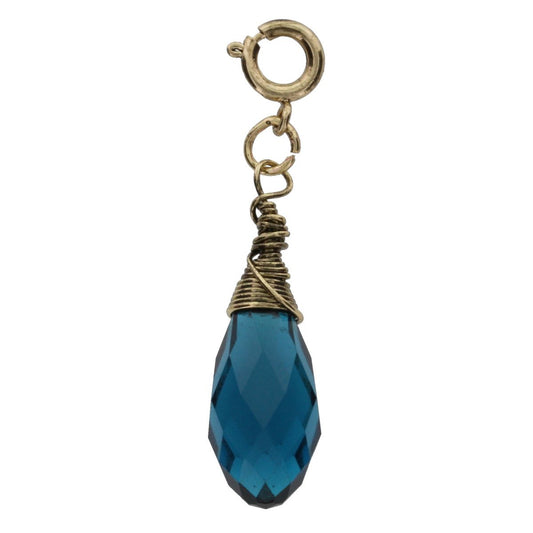 Antique Gold And Sapphire Birthstone Wire Wrapped Charm
