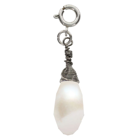 Silver and Pearl Birthstone Wire Wrapped Charm