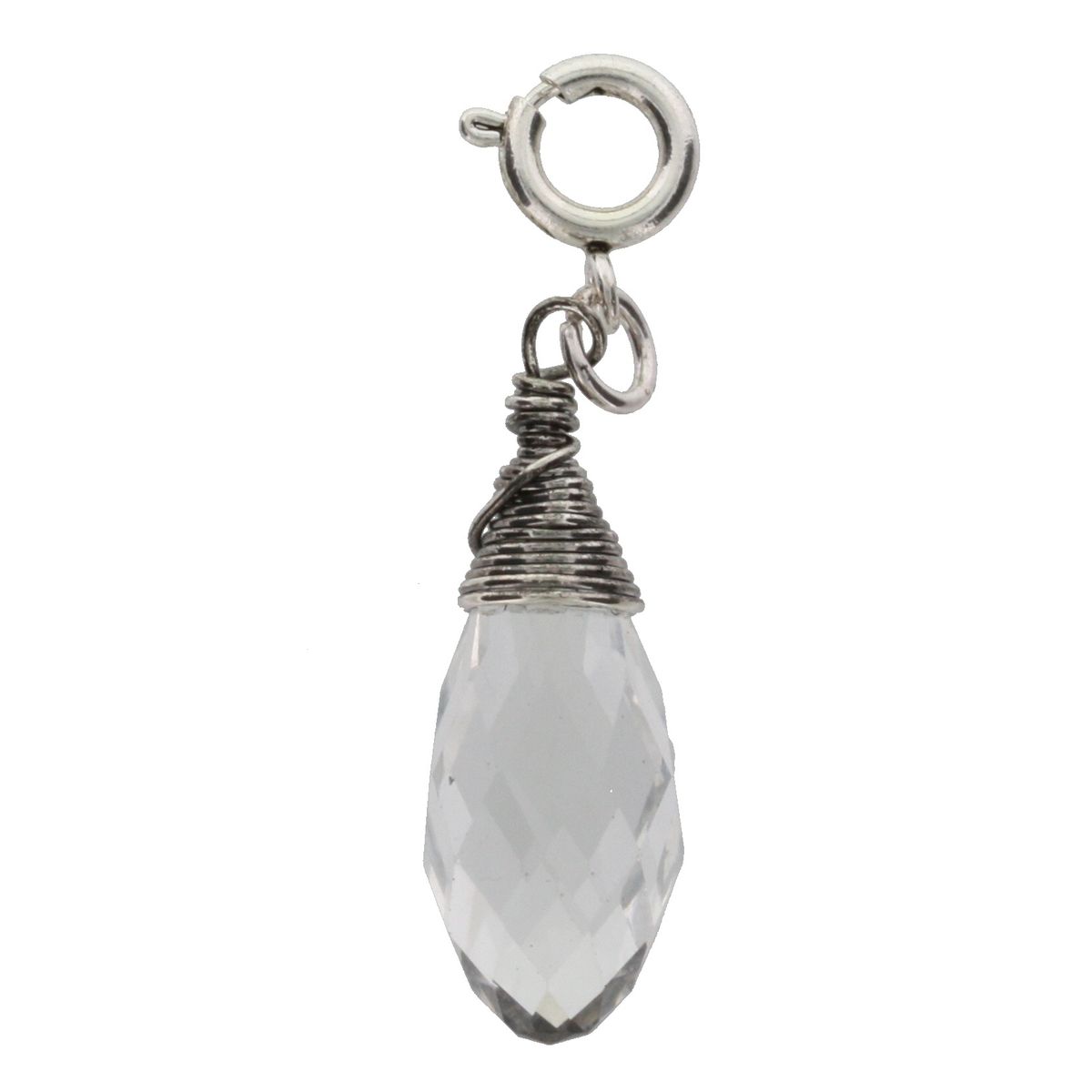 Silver and Crystal Birthstone Wire Wrapped Charm