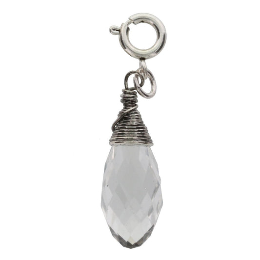 Silver and Crystal Birthstone Wire Wrapped Charm