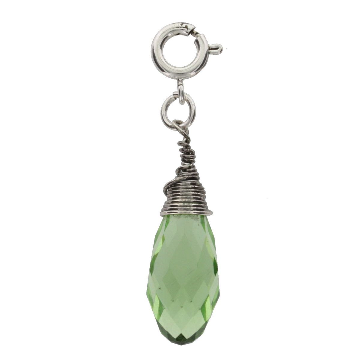 Silver and Peridot Birthstone Wire Wrapped Charm