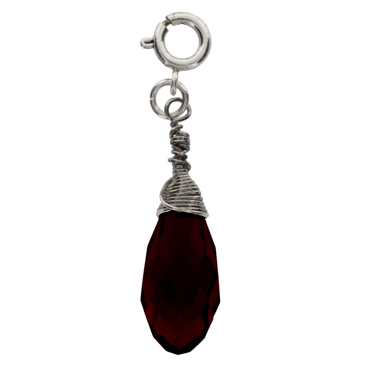 Silver and Garnet Birthstone Wire Wrapped Charm