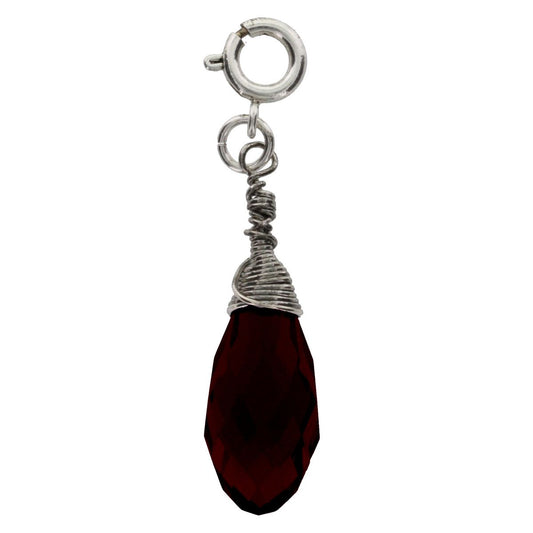 Silver and Garnet Birthstone Wire Wrapped Charm