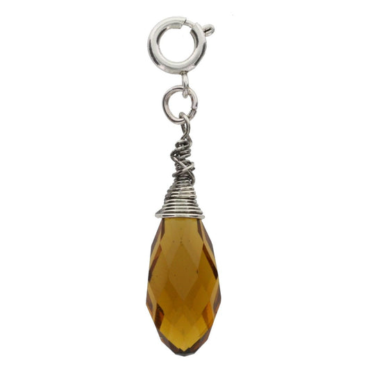 Silver and Topaz Birthstone Wire Wrapped Charm