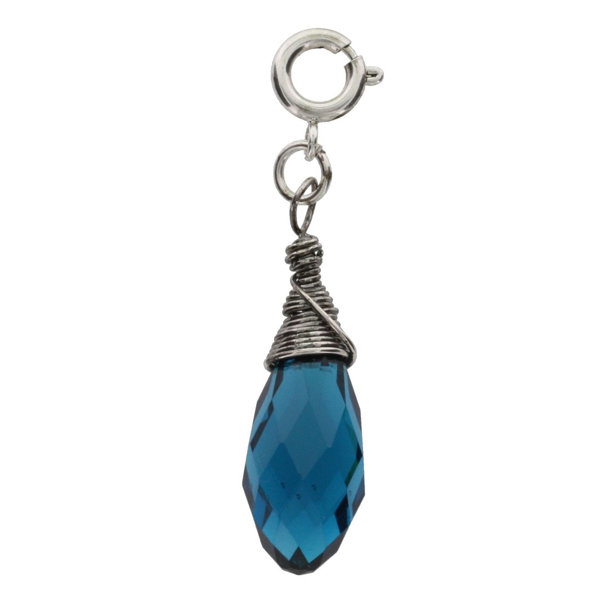 Silver and Sapphire Birthstone Wire Wrapped Charm
