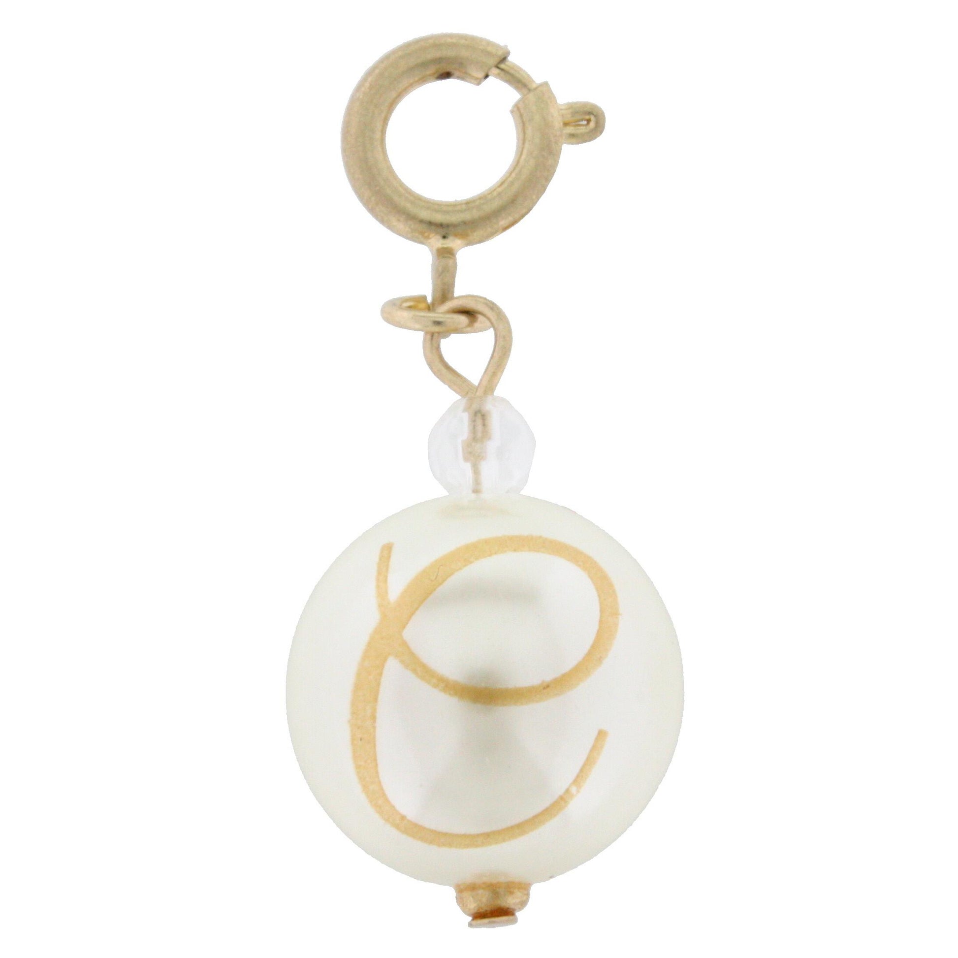 Faceted Pearl C Initial Charm