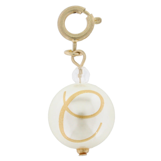 Faceted Pearl C Initial Charm