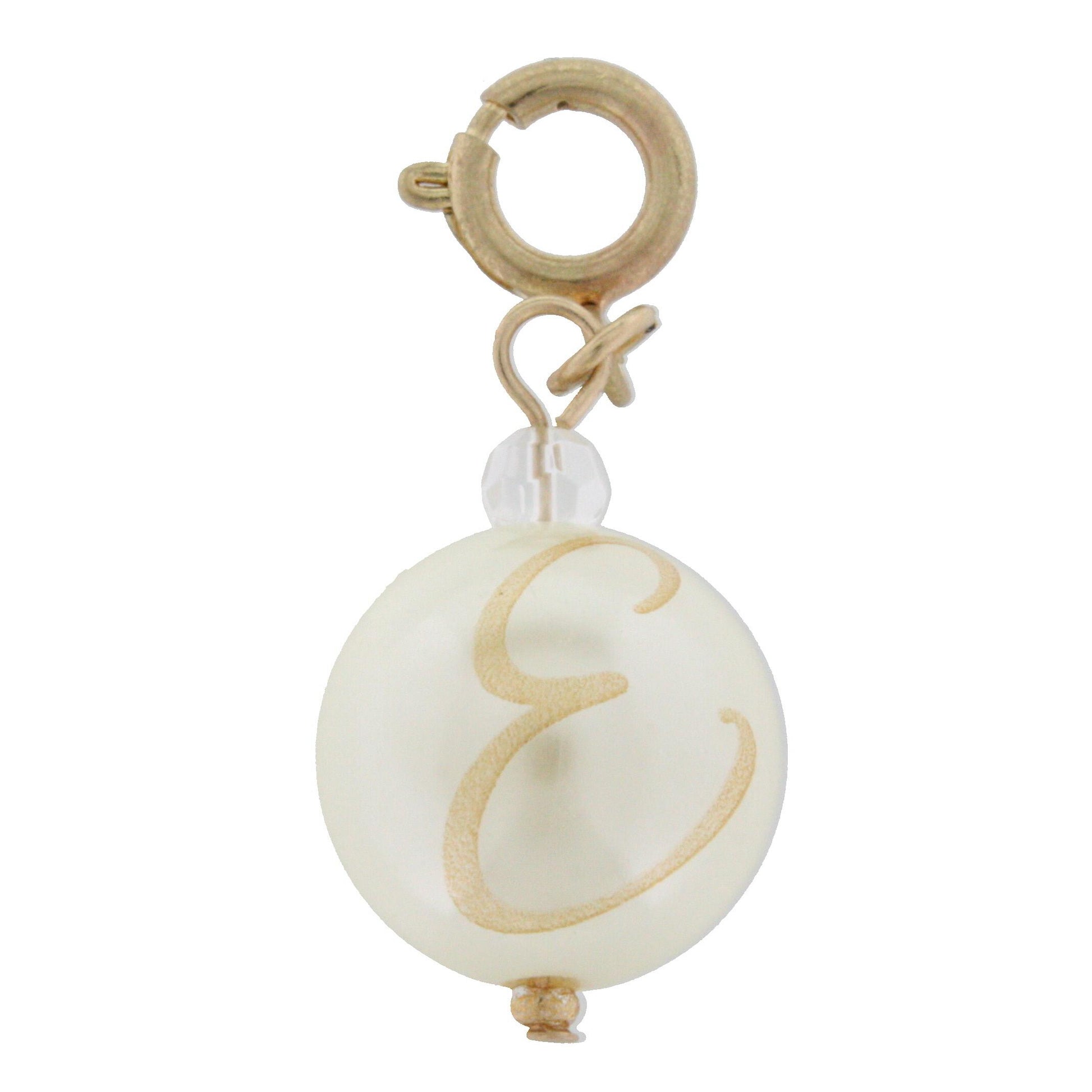 Faceted Pearl E Initial Charm