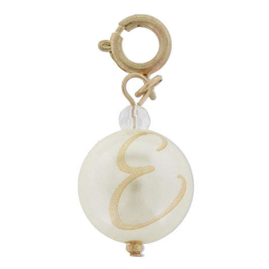 Faceted Pearl E Initial Charm