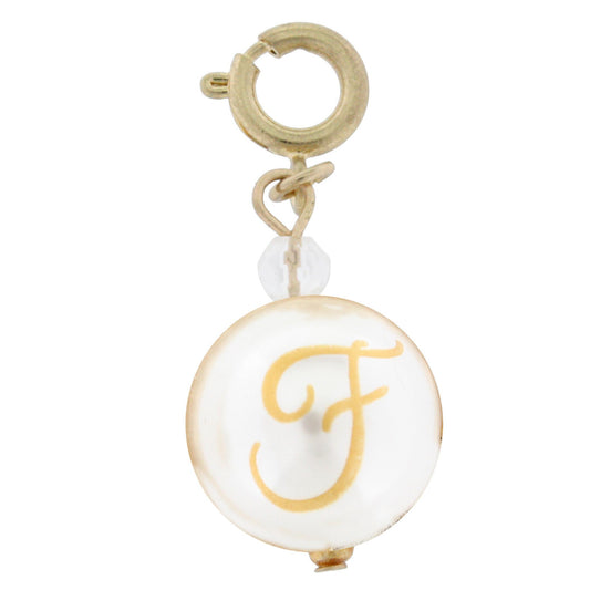 Faceted Pearl F Initial Charm