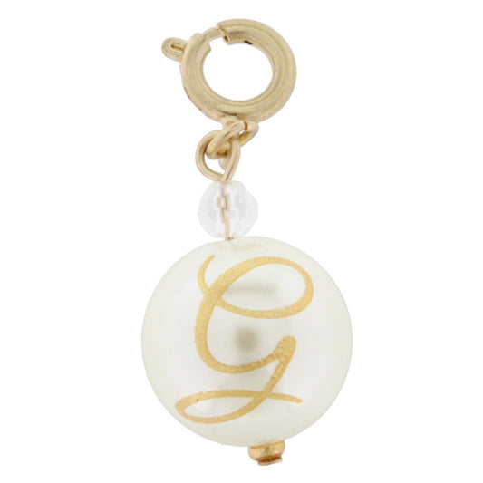 Faceted Pearl G Initial Charm