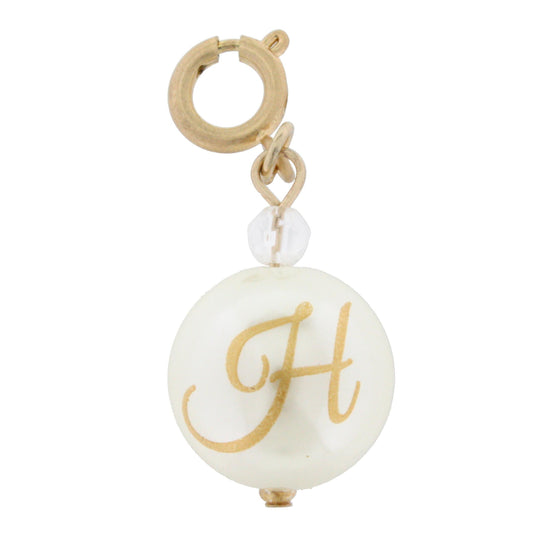 Faceted Pearl H Initial Charm