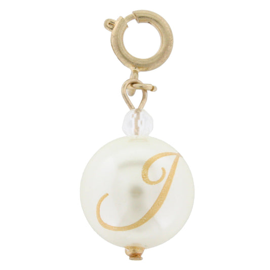 Faceted Pearl J Initial Charm