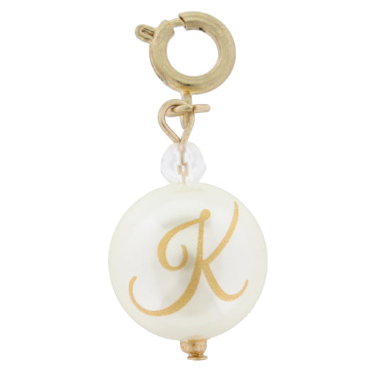 Faceted Pearl K Initial Charm