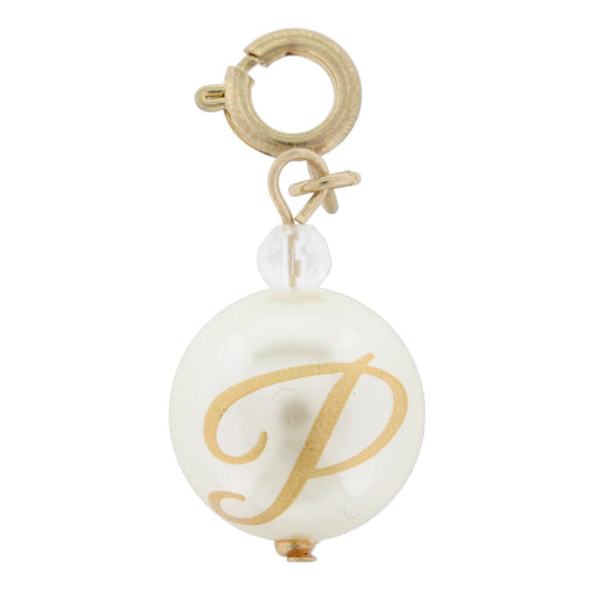 Faceted Pearl P Initial Charm