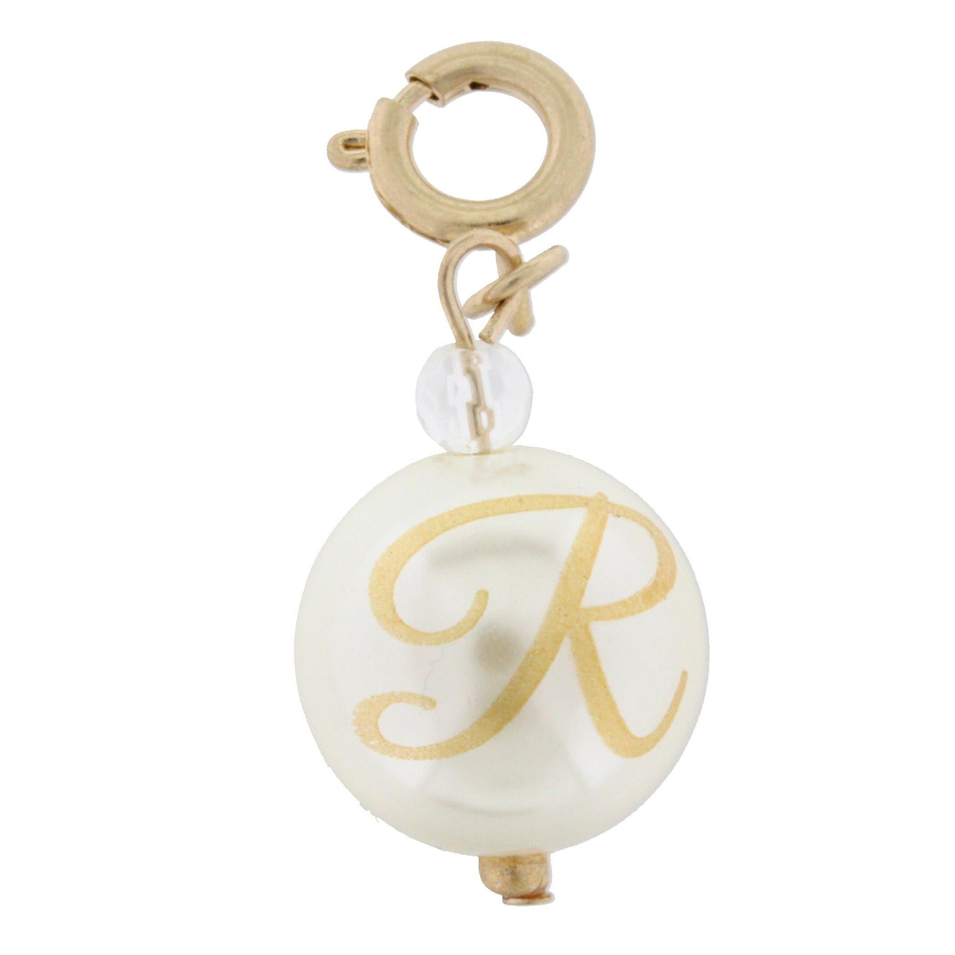 Faceted Pearl R Initial Charm
