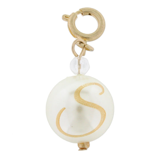 Faceted Pearl S Initial Charm