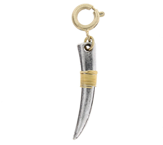 Silver Tusk with Gold Wire Wrapped Charm