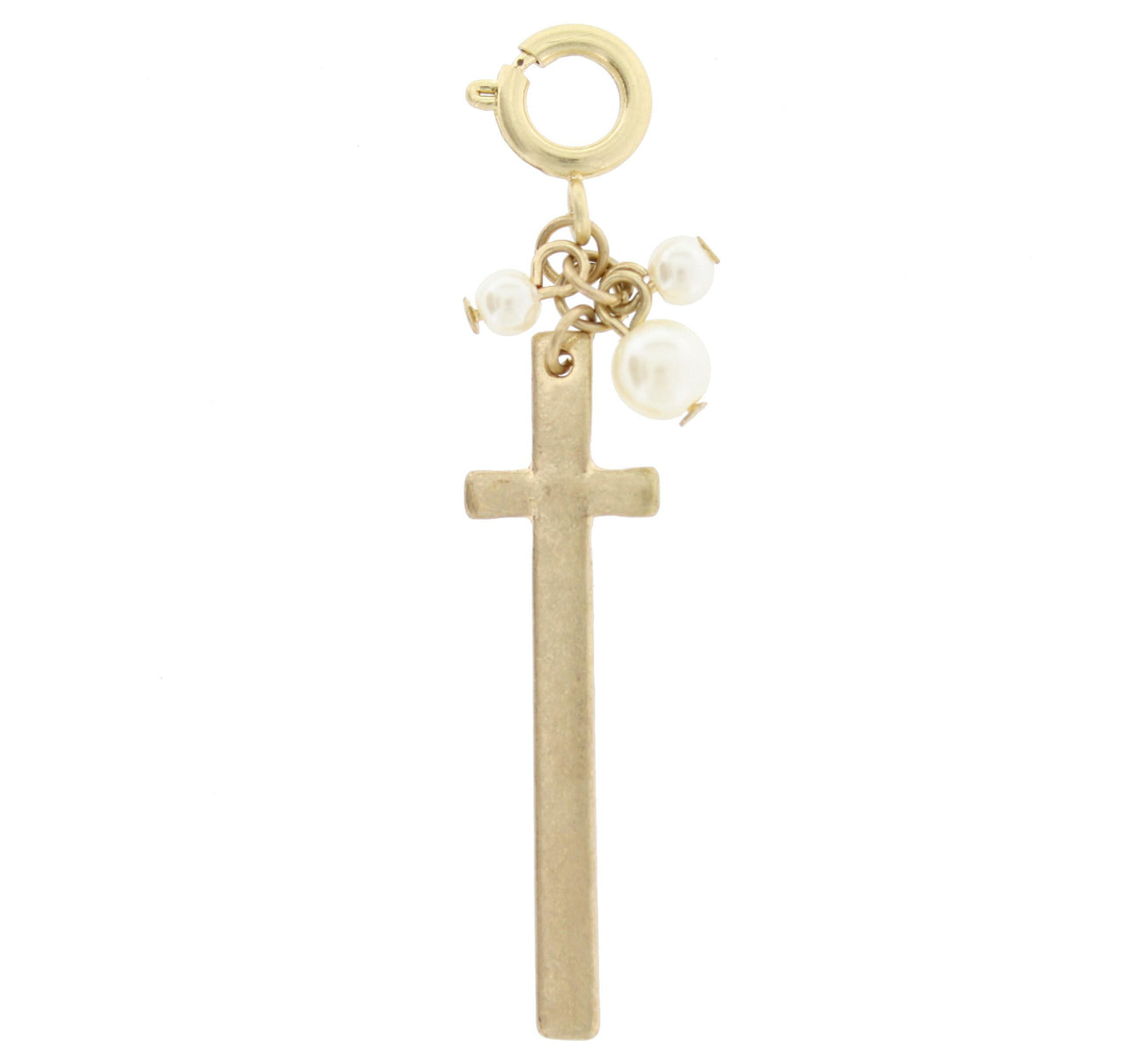 Antique Gold Cross with Pearl Accents Charm