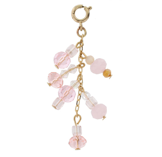 Antique Gold and Pink Dangle Charm