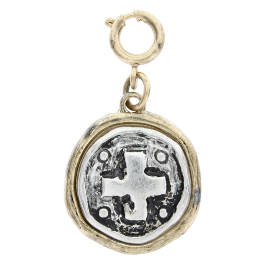 Distressed 2-Tone Cross Charm