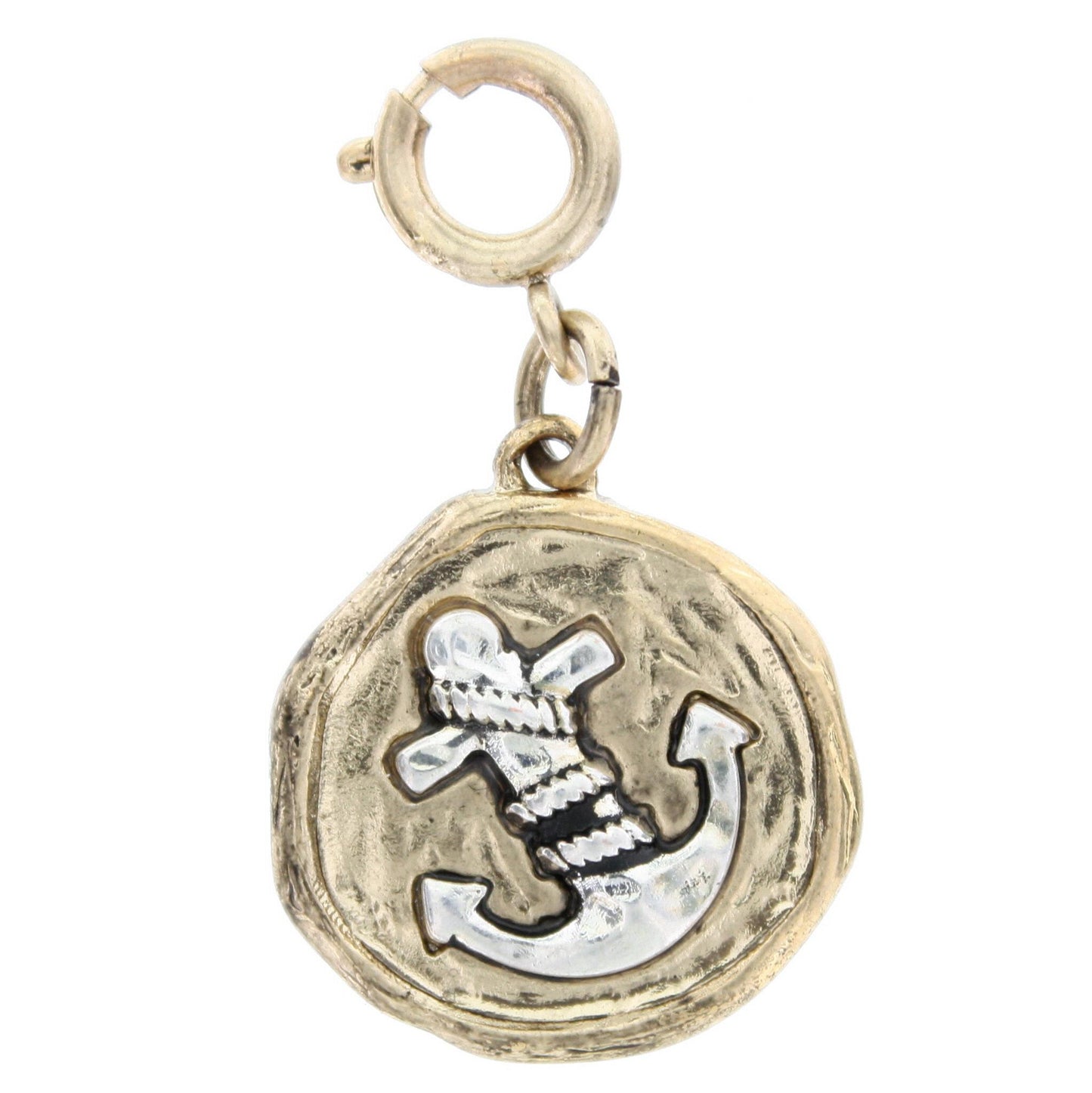 2-Tone Silver Anchor On Gold Plate Charm