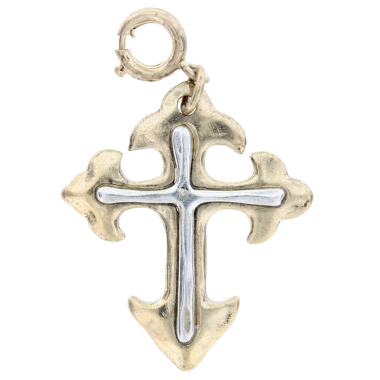 2-Tone Silver On Gold Cross