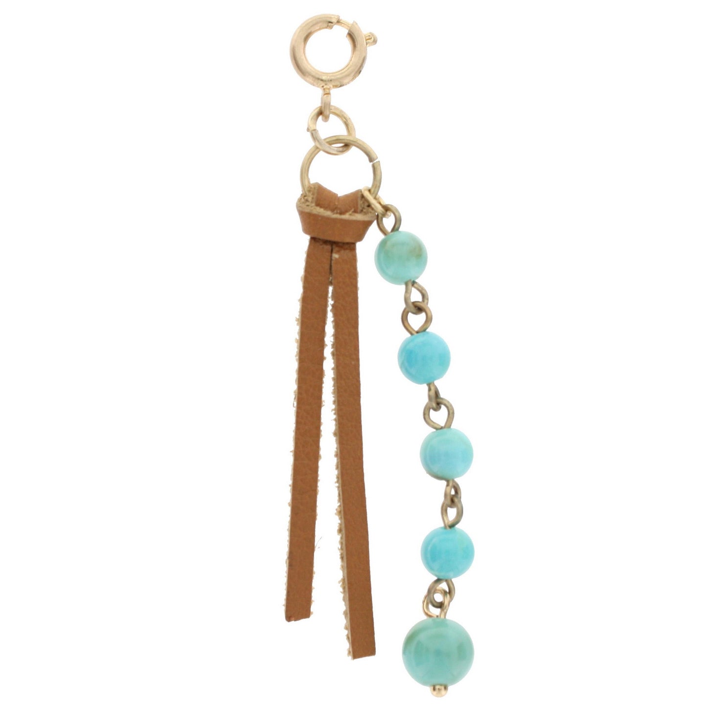 Light Brown Tassel and Turquoise Beaded String Charm