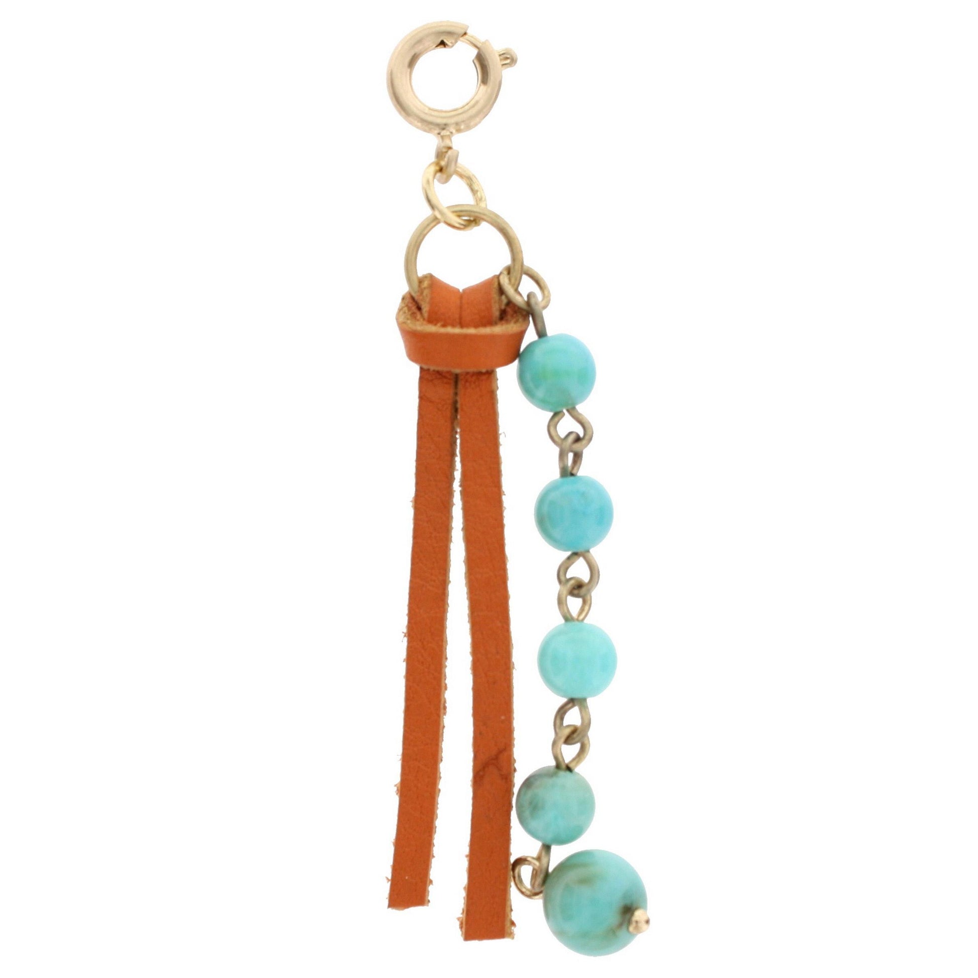 Orange Tassel and Turquoise Beaded String Charm