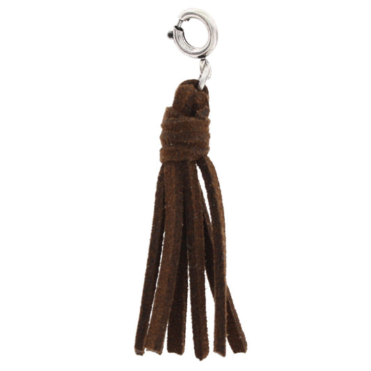 Dark Brown Leather Tassel Charm