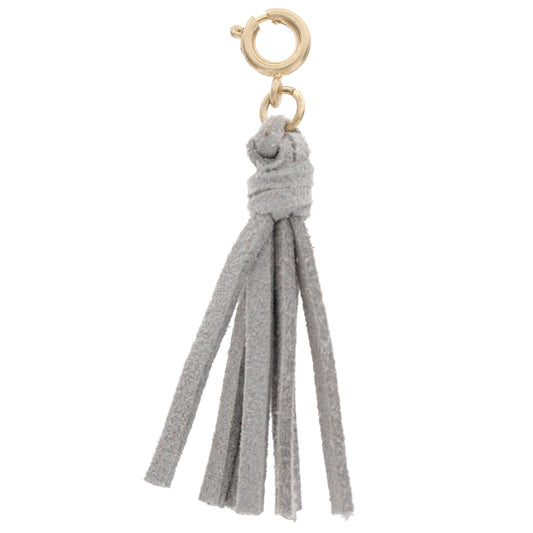 Grey Leather Tassel Charm