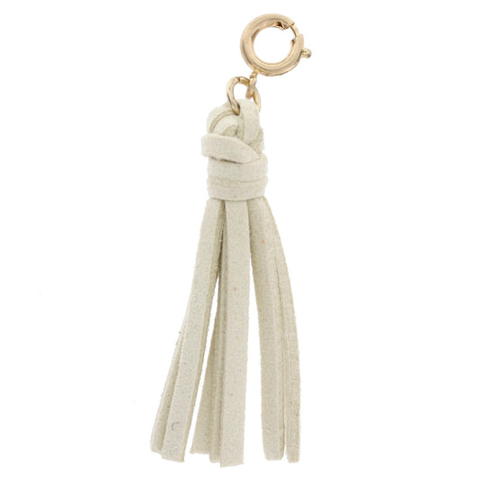 White Leather Tassel Charm