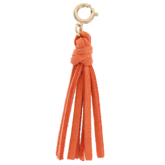 Orange Leather Tassel Charm