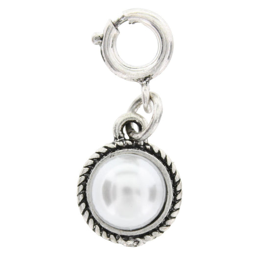 Silver Rope Pearl Cabochen Charm
