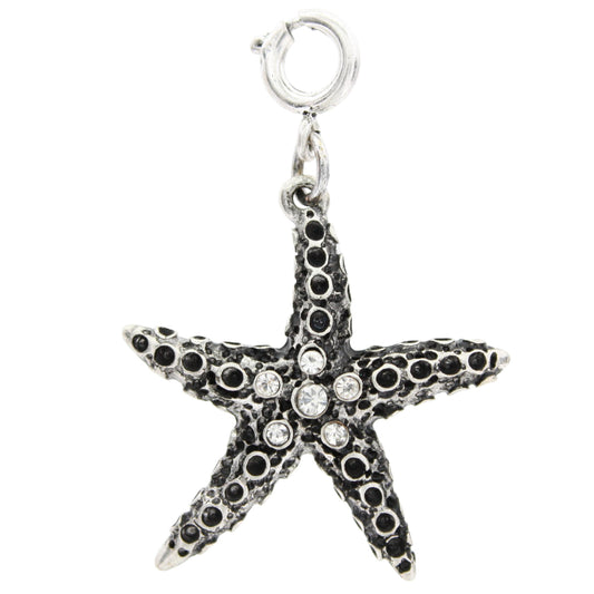 Silver 3D Starfish with Diamond Center