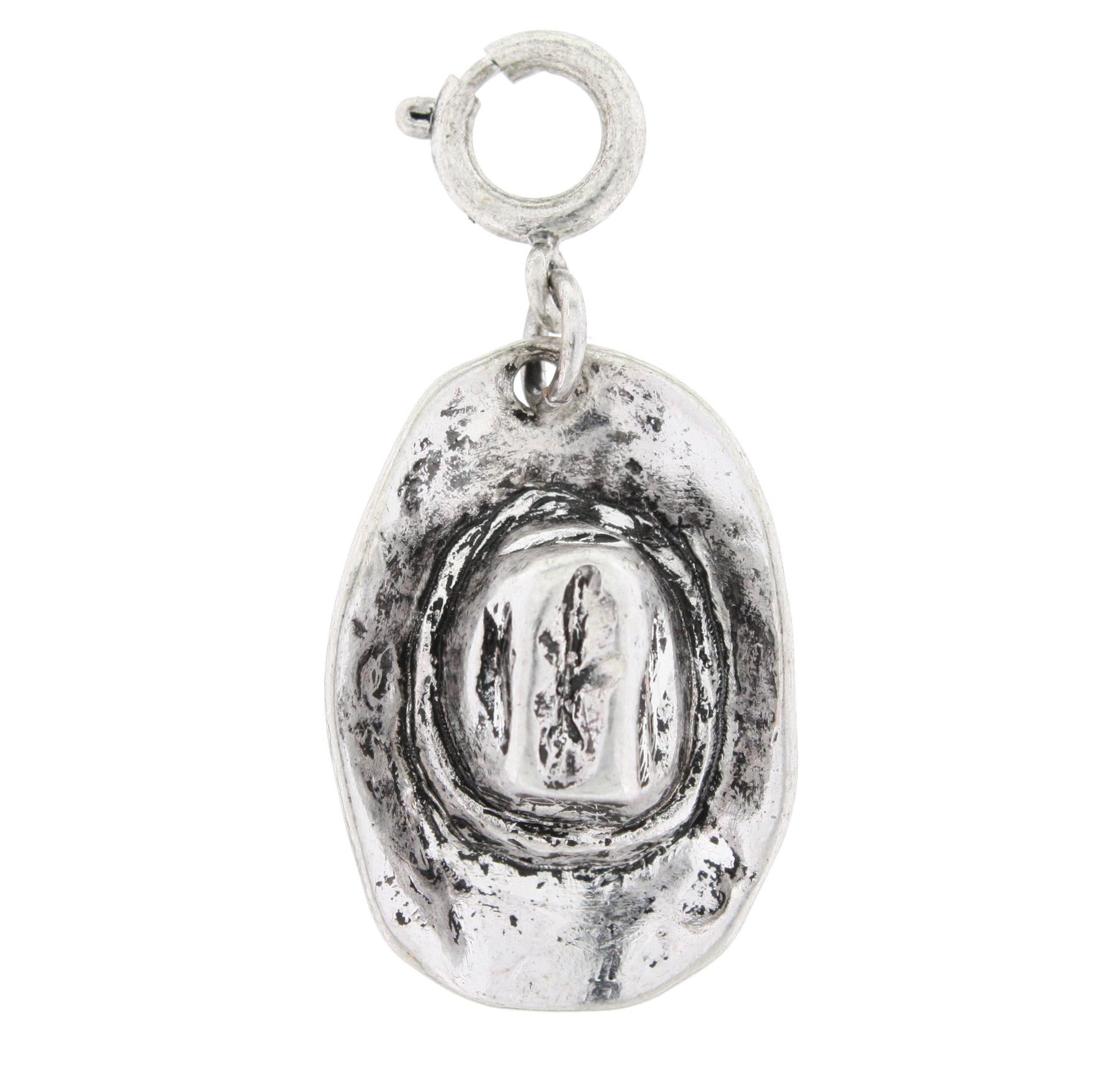 Silver 3D Cowboy Hat Charm