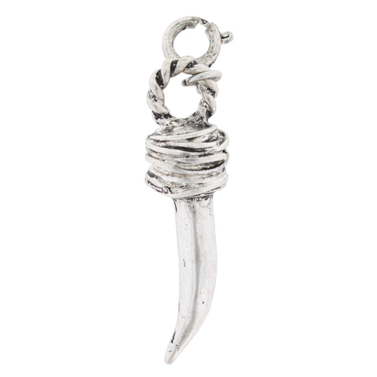 Faux Wire Wrapped Silver Tusk Charm
