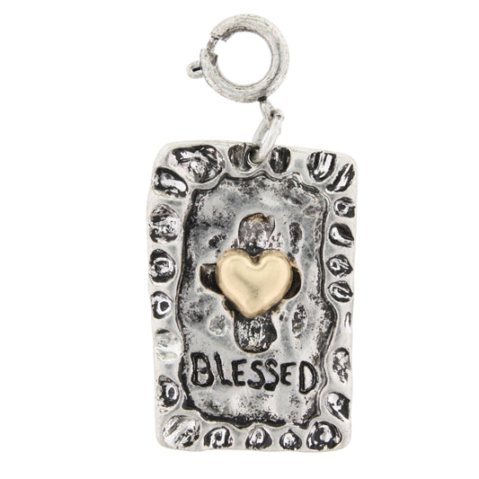 2-Tone "Blessed" Rectangle Charm