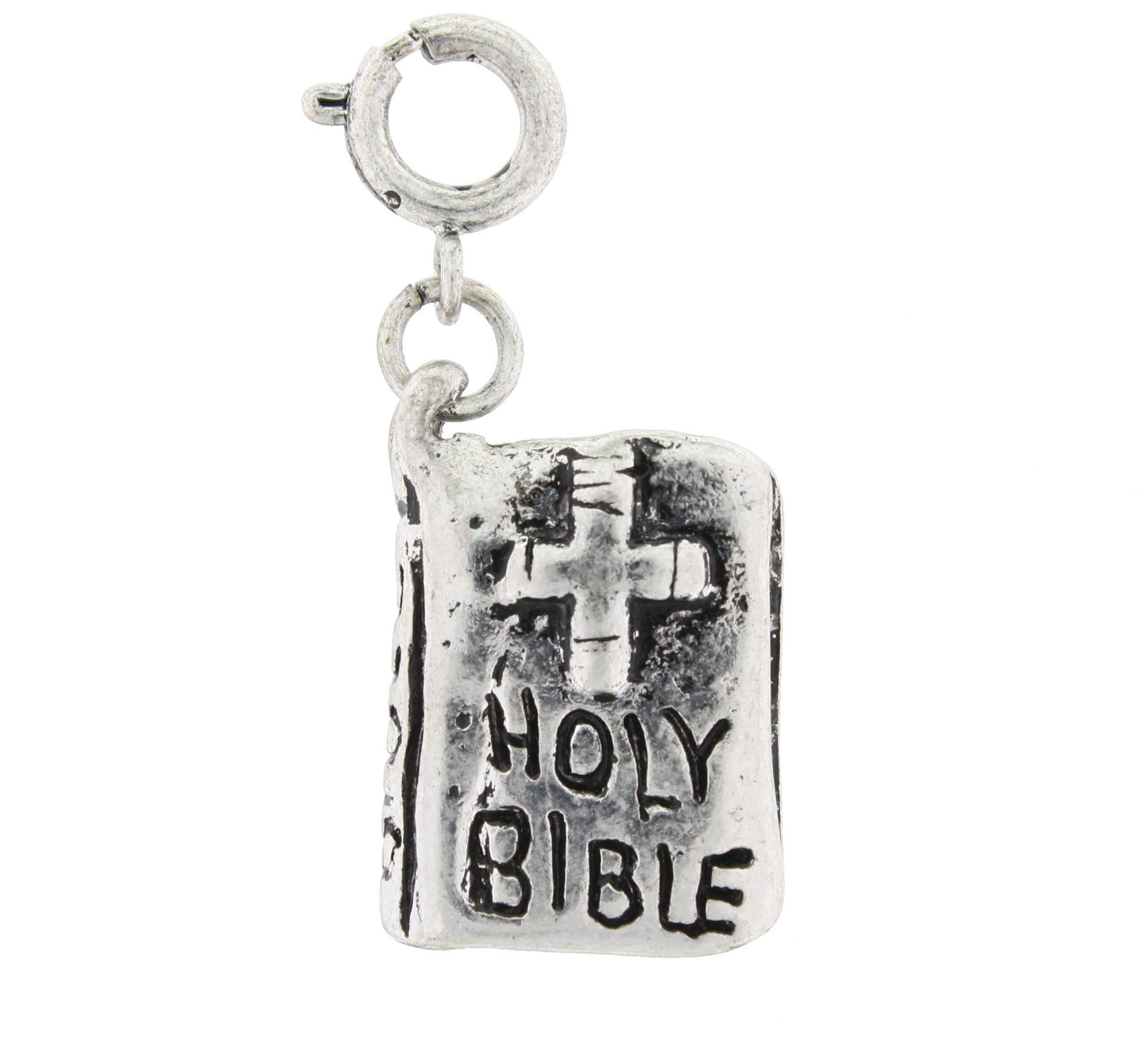 Silver 3D Holy Bible Charm