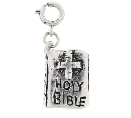 Silver 3D Holy Bible Charm